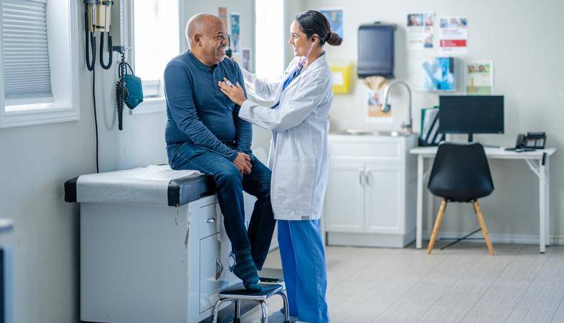 Senior being checked by their primary care physician.