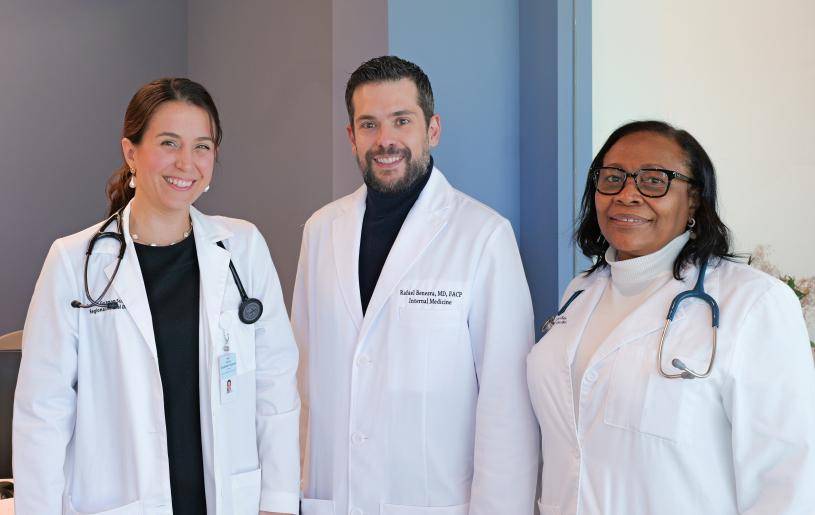 Photo of doctors: Dr. Guzman-Suarez, Dr. Benezra, and Dr. Chamblin