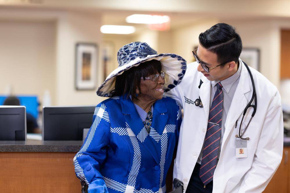 patient Hattie with doctor Josh Seo